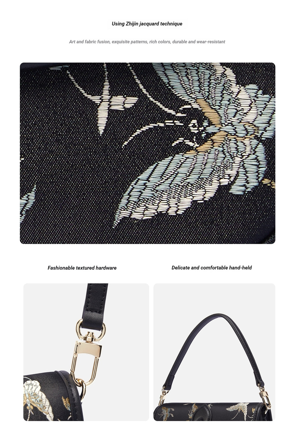 The "Gilded Butterfly" Shoulder Bag – Song Brocade Edition