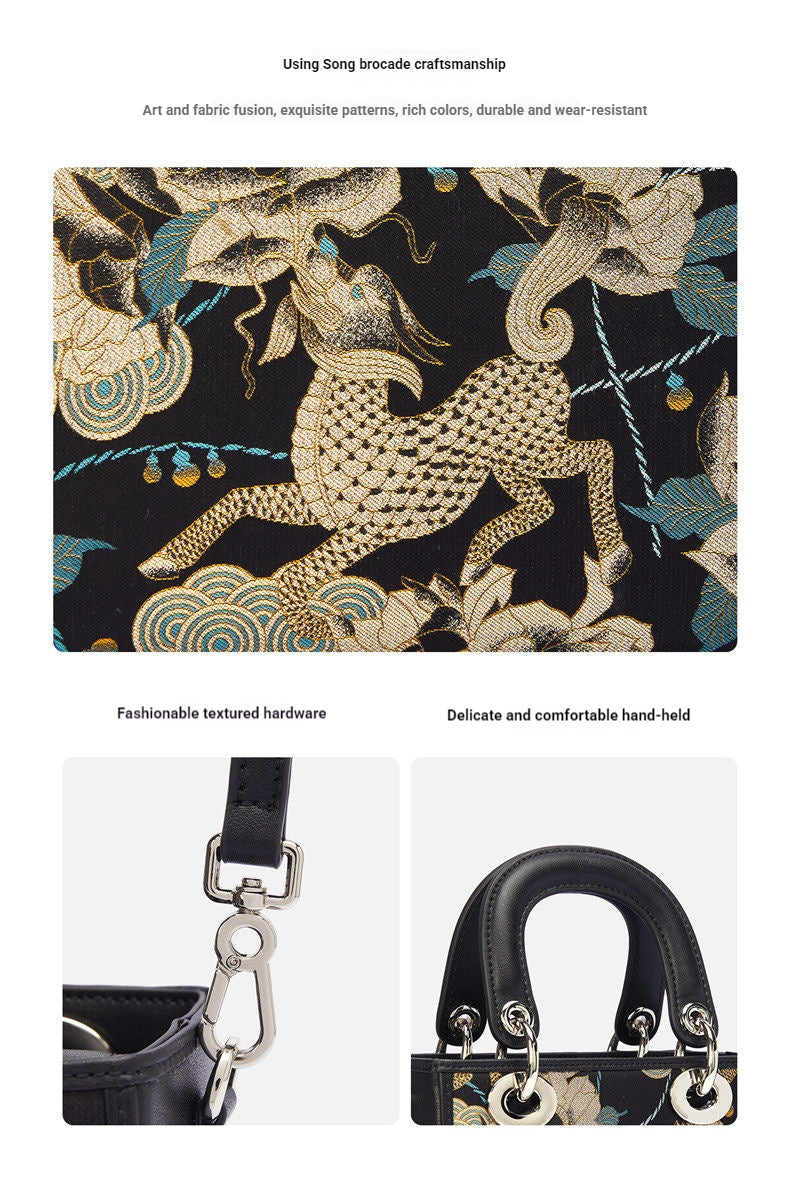 Chinoiserie Luxus Mini-Tragetasche aus Song-Brokat