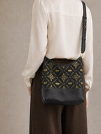 Azure Blossom Song Brocade Top-Handle Bag