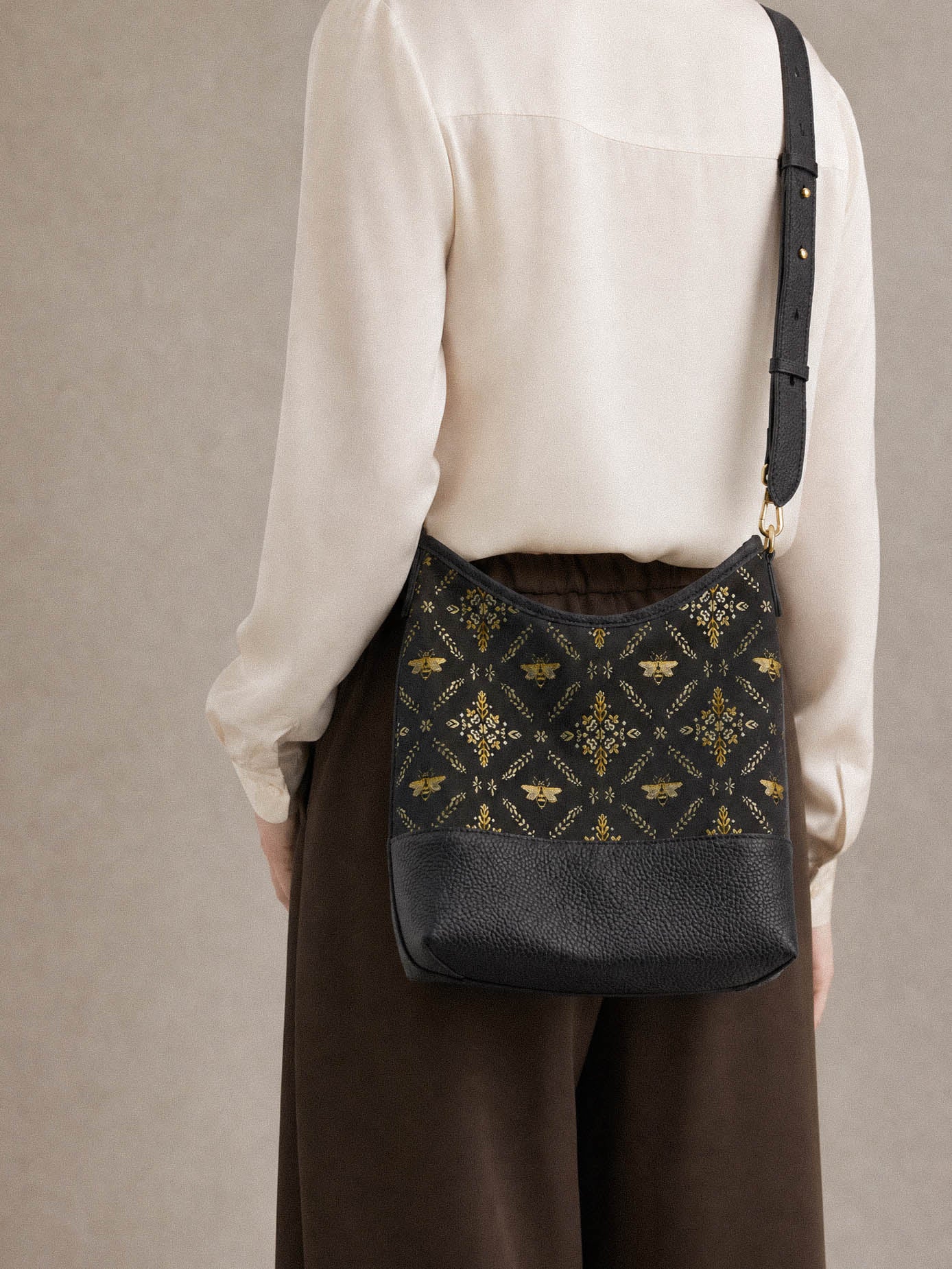 Azure Blossom Song Brocade Top-Handle Bag