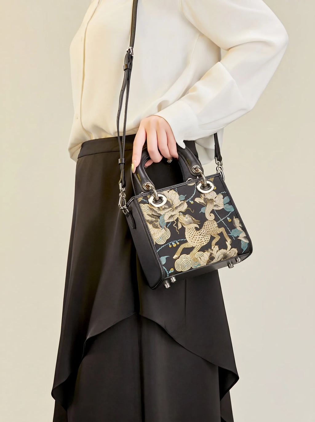 Chinoiserie Luxus Mini-Tragetasche aus Song-Brokat