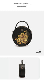 The "Royal Peony" Circle Bag – Heritage Embroidered Leather Edition