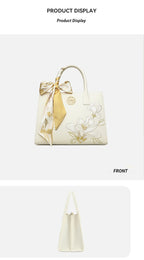 The "Azure Magnolia" Tote – Heritage Embroidered Leather Edition