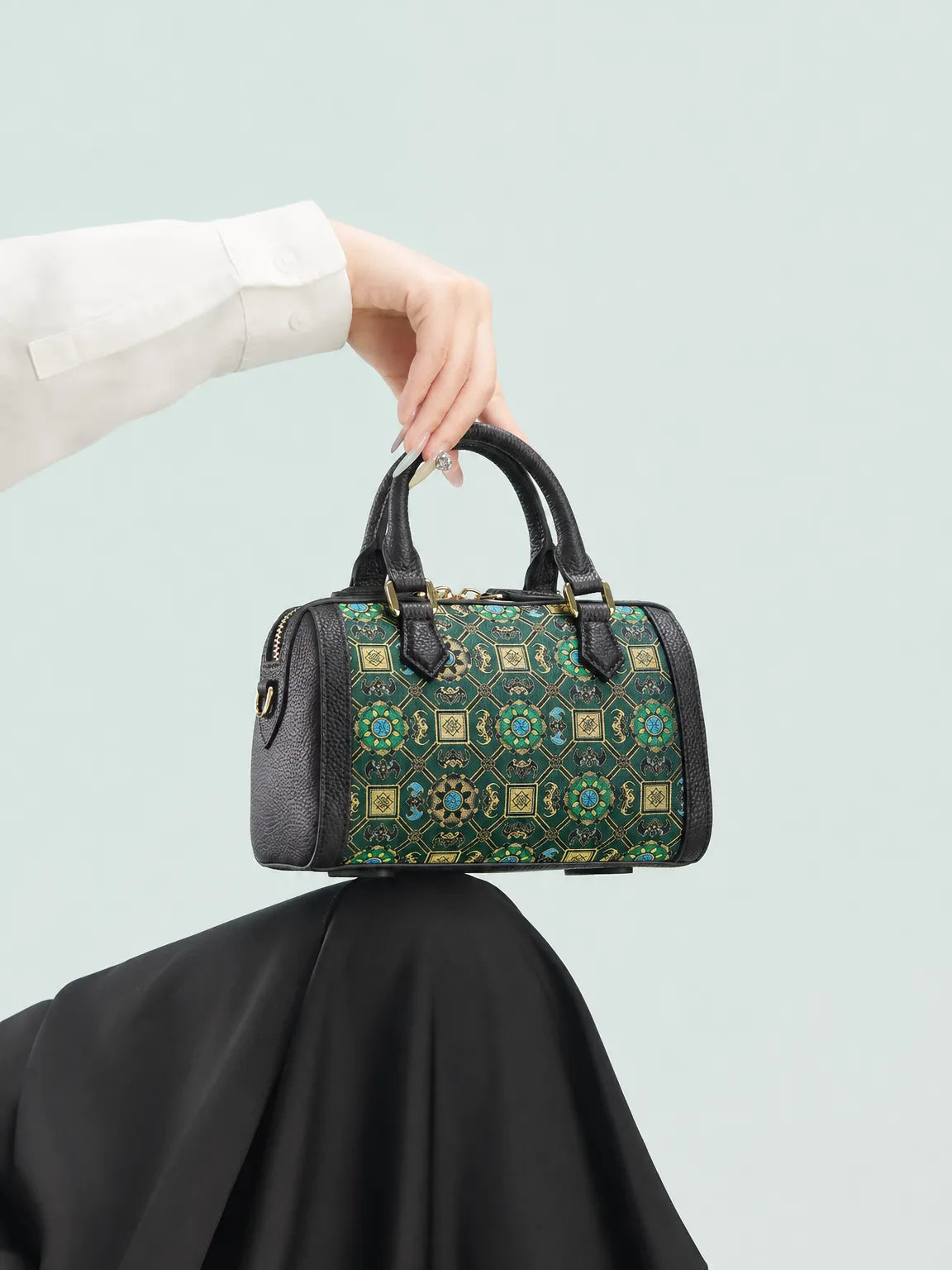 Prosperity Song Brocade Boston Bag