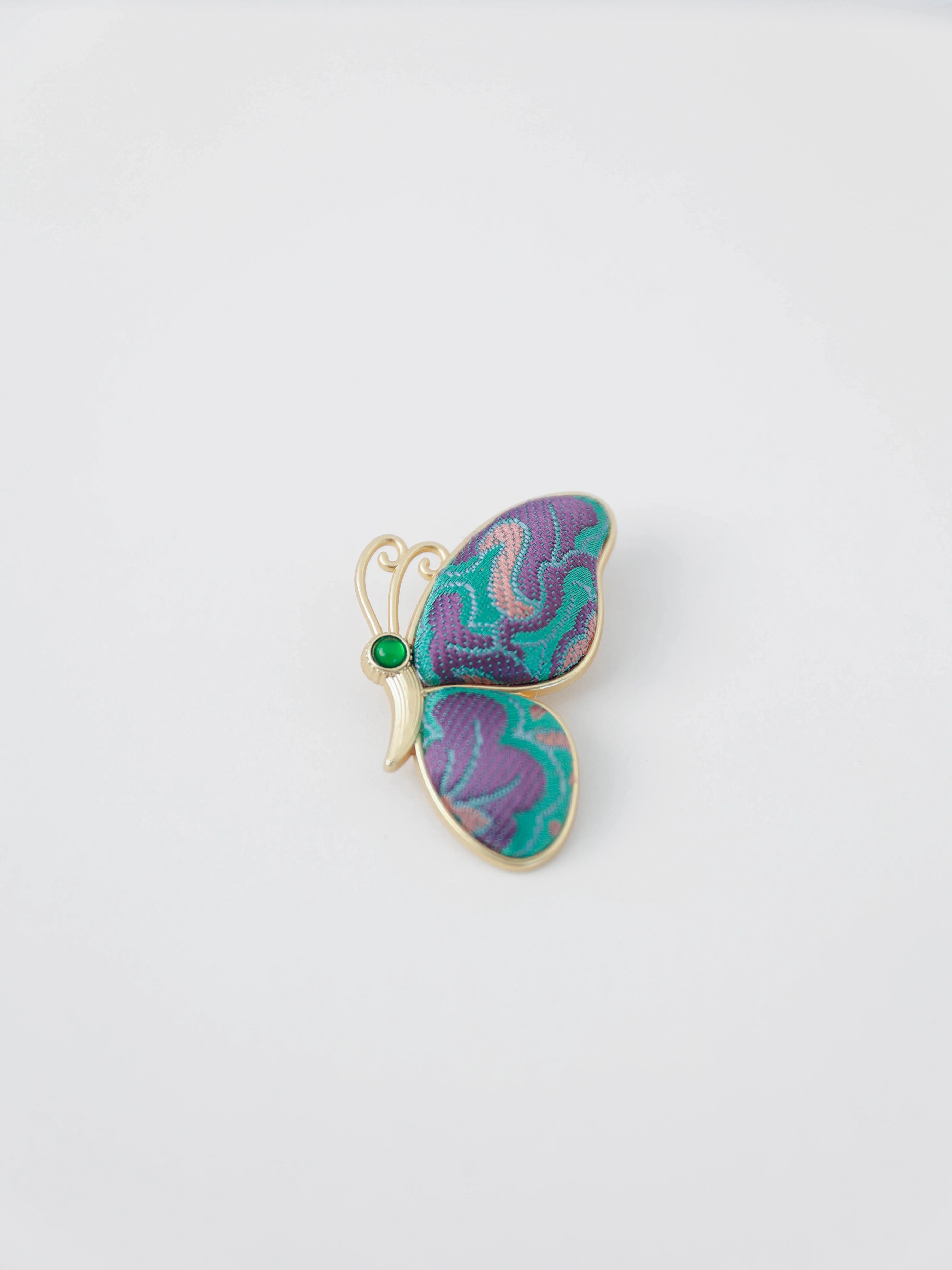 Song Brocade Butterfly Brooch Silk & Gold