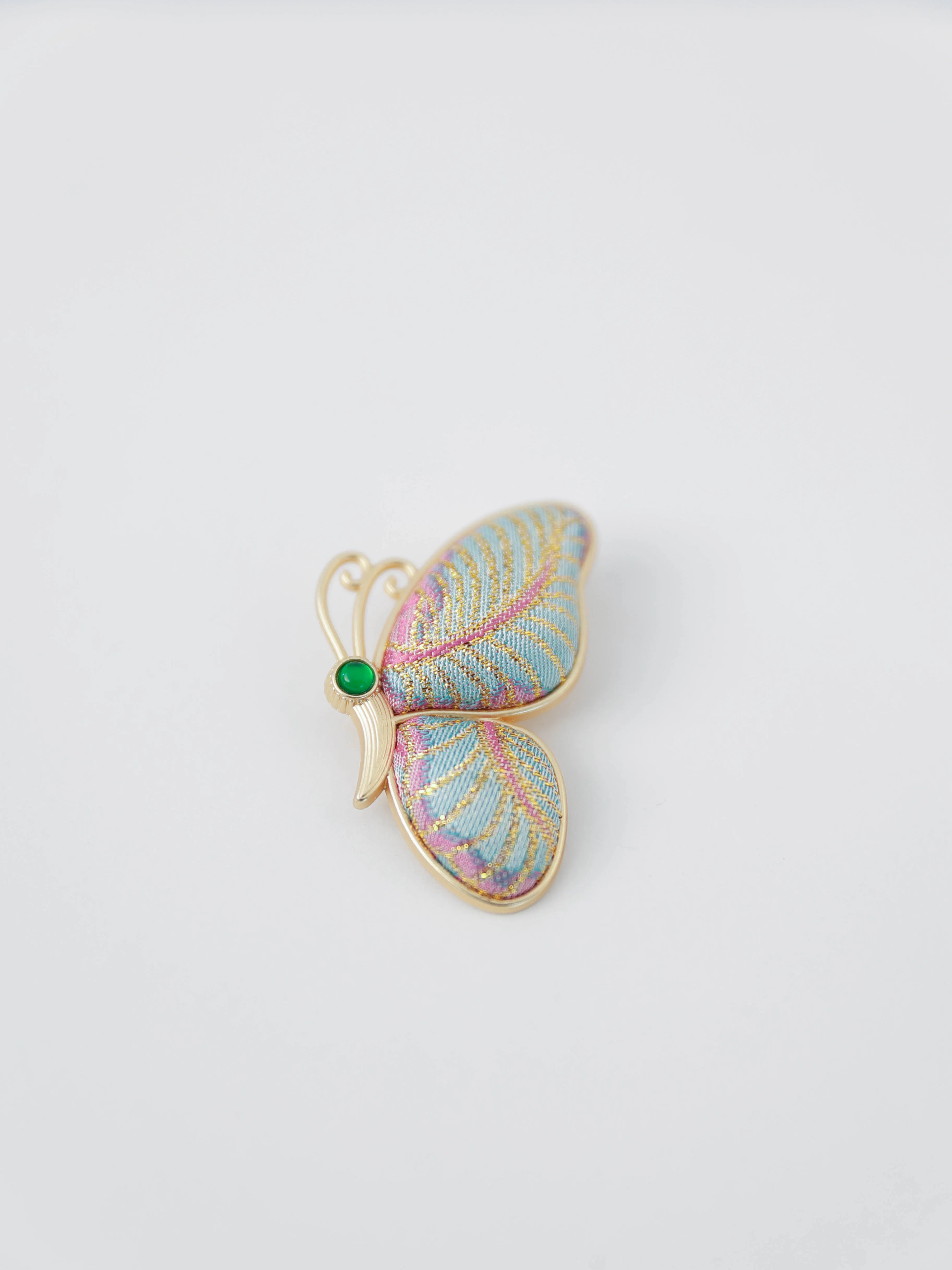 Song Brocade Butterfly Brooch Silk & Gold