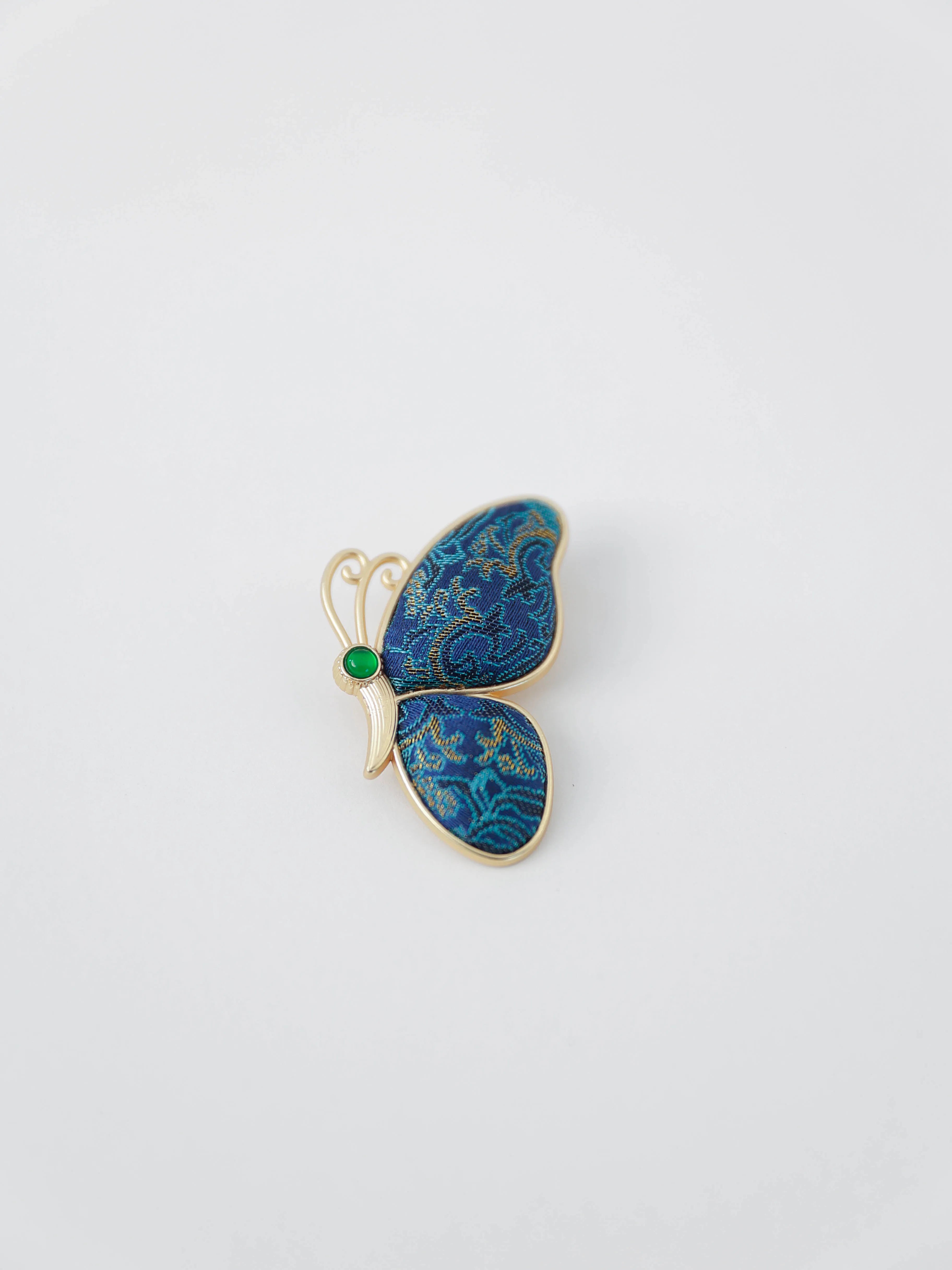 Song Brocade Butterfly Brooch Silk & Gold